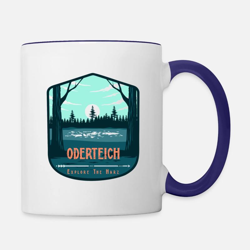 Südharz Merch - Oderteich - Tasse zweifarbig - Weiß/Kobaltblau