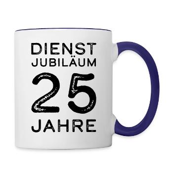 Dienstjubiläum 25 Jahre Firmenjubiläum Geschenk - Tasse zweifarbig - Weiß/Kobaltblau - Rechts