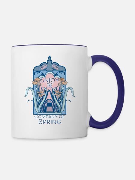 Genieße den Frühling - Tasse zweifarbig - Weiß/Kobaltblau