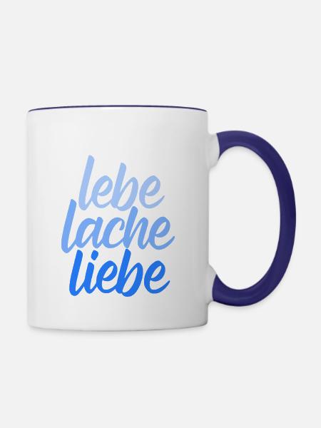 Lebe Lache Liebe – Lebensfreude  - Tasse zweifarbig - Weiß/Kobaltblau