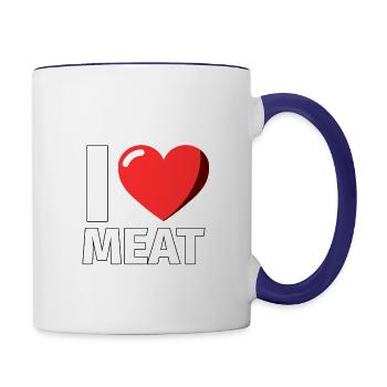 I Love Meat Meat - illustration - Contrasting Mug - white/cobalt blue - Right