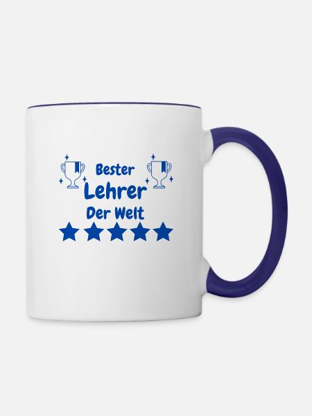 Bester Lehrer der Welt - Tasse zweifarbig - Weiß/Kobaltblau