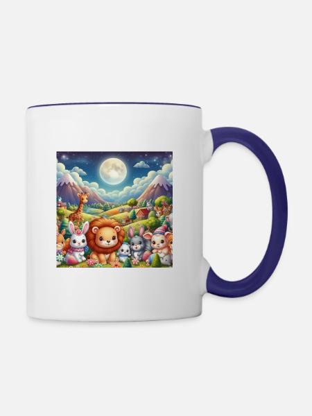 Süsse Tiere - Tasse zweifarbig - Weiß/Kobaltblau