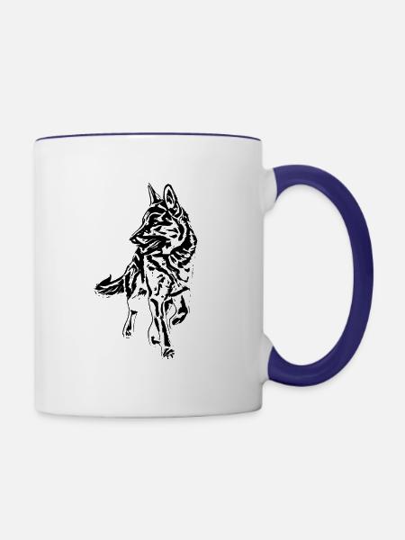 Schäferhund - Tasse zweifarbig - Weiß/Kobaltblau