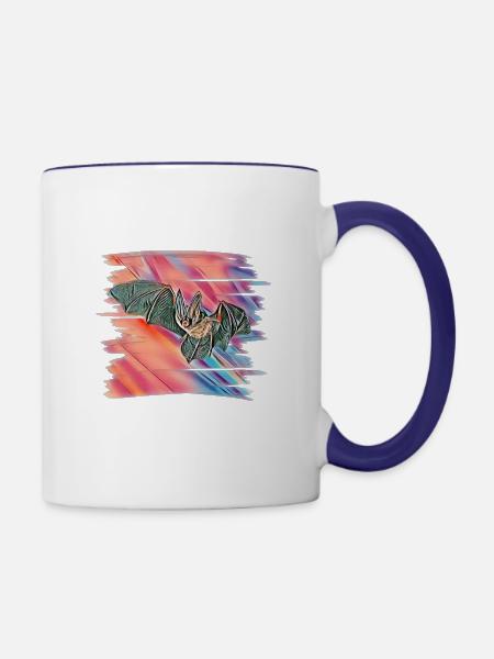 Fledermaus - Tasse zweifarbig - Weiß/Kobaltblau