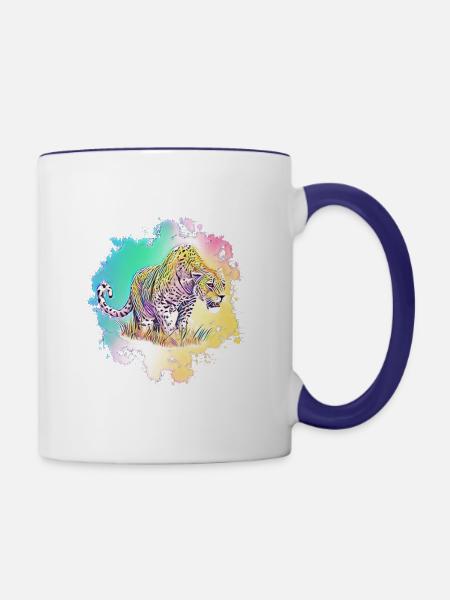 Leopard - Tasse zweifarbig - Weiß/Kobaltblau