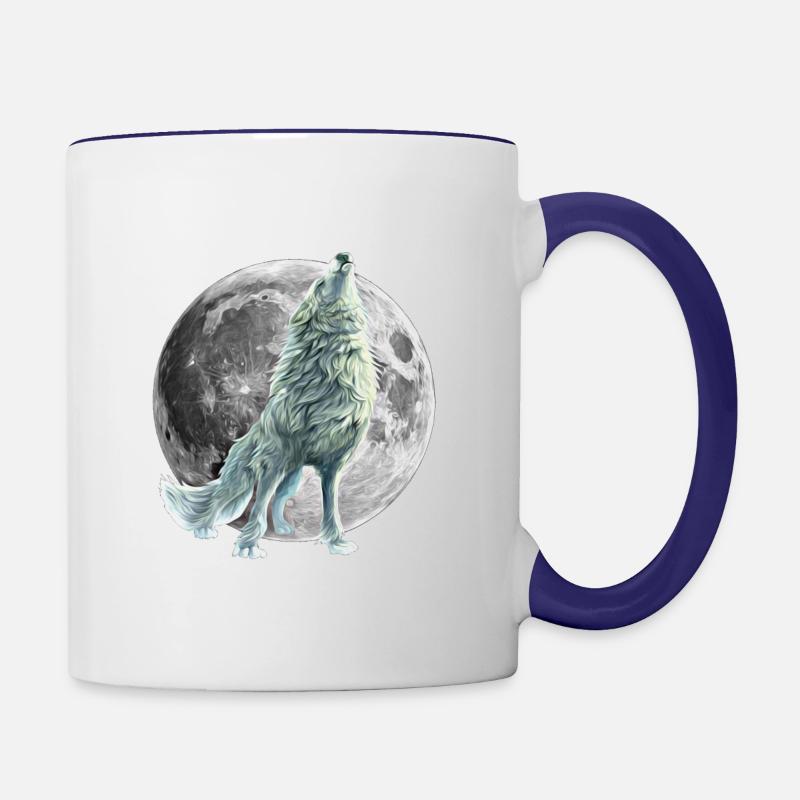 Wolf - Tasse zweifarbig - Weiß/Kobaltblau