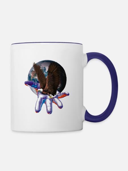 Adler - Tasse zweifarbig - Weiß/Kobaltblau