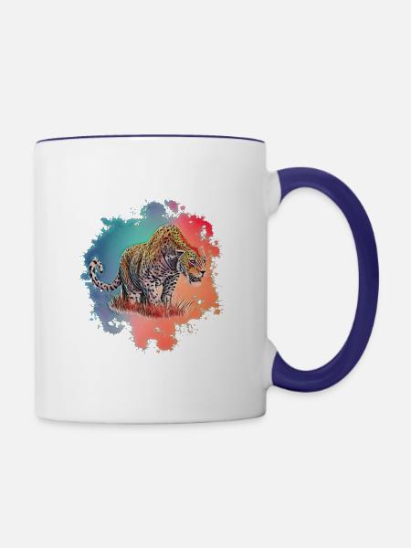 Leopard - Tasse zweifarbig - Weiß/Kobaltblau