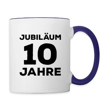 Jubiläum 10 Jahre Firmenjubiläum Gratulieren - Tasse zweifarbig - Weiß/Kobaltblau - Rechts