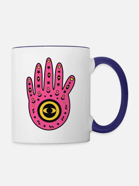 Hand der Fatima - Tasse zweifarbig - Weiß/Kobaltblau
