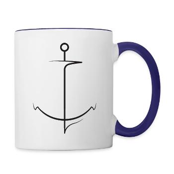 Anchor, Essenian animist cartoon, black - Contrasting Mug - white/cobalt blue - Right