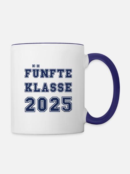 FÜNFTE KLASSE 2025 -Klasse 5 weiterführende Schule - Tasse zweifarbig - Weiß/Kobaltblau
