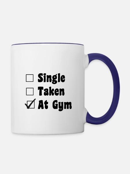 Im Fitnessstudio - Tasse zweifarbig - Weiß/Kobaltblau