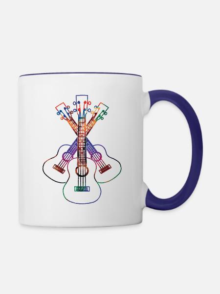Ukulele lineart - Tasse zweifarbig - Weiß/Kobaltblau