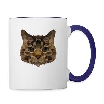 Polygon Cat - Unique pour les amoureux des chats - Mug contrasté - blanc/bleu cobalt - Droite