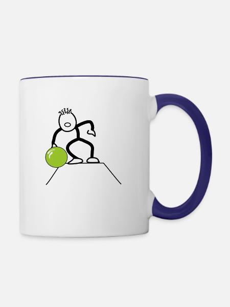 Bowler, Bowling - Tasse zweifarbig - Weiß/Kobaltblau