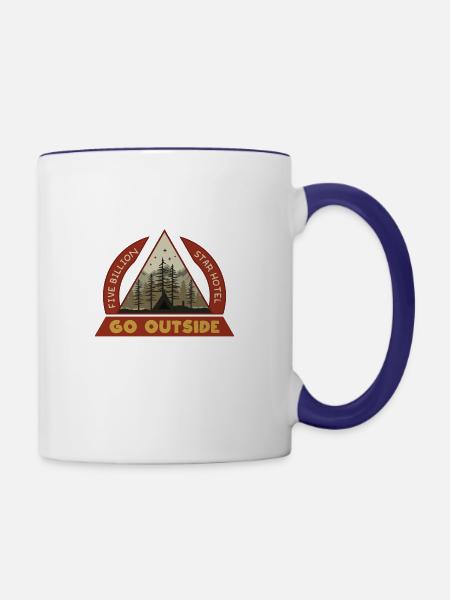 Gehen Sie außerhalb Camping - Tasse zweifarbig - Weiß/Kobaltblau