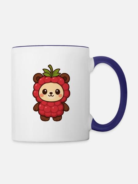 BearyBerry, Himbeerbärchen, fruchtig süß - Tasse zweifarbig - Weiß/Kobaltblau