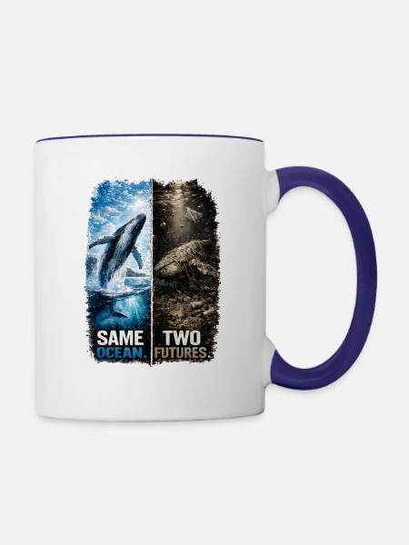 Same Ocean. Two Futures. – Buckelwal - Tasse zweifarbig - Weiß/Kobaltblau