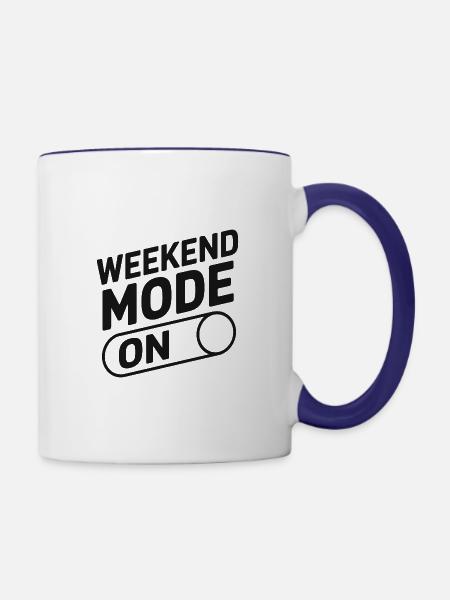 Weekend Mode On - Tasse zweifarbig - Weiß/Kobaltblau