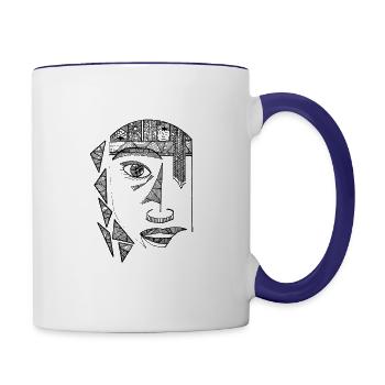 ETHNIC graphic FACE - Mug contrasté - blanc/bleu cobalt - Droite