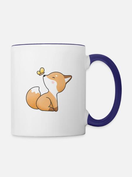 Kleiner Fuchs - Tasse zweifarbig - Weiß/Kobaltblau
