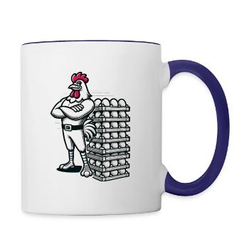 Lustiger lokaler Eierhändler Hühnerdesign - Tasse zweifarbig - Weiß/Kobaltblau - Rechts