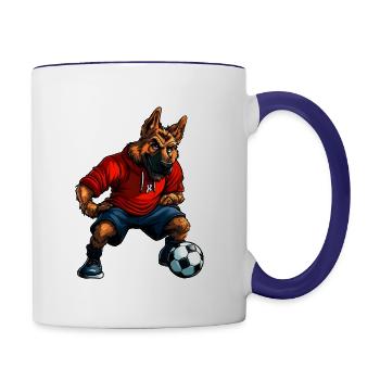 German Shepherd Football - Contrasting Mug - white/cobalt blue - Right