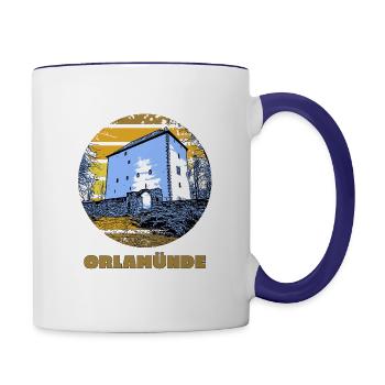 Ostthüringen Merch - Kemenate Orlamünde - Tasse zweifarbig - Weiß/Kobaltblau - Rechts