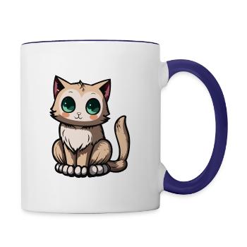 cute cat - Contrasting Mug - white/cobalt blue - Right