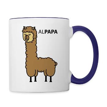 Alpaga comme papa - Mug contrasté - blanc/bleu cobalt - Droite