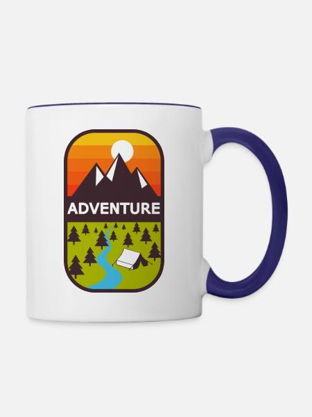 Abenteuer - Tasse zweifarbig - Weiß/Kobaltblau