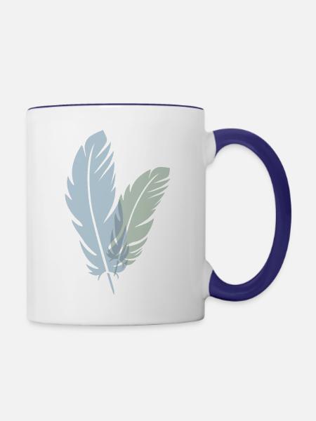 Zwei Federn - Tasse zweifarbig - Weiß/Kobaltblau