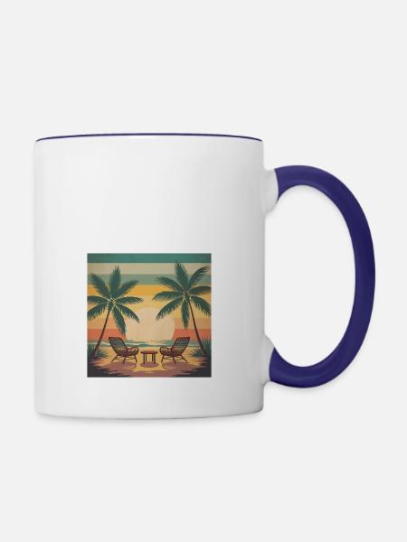 Sommerferien - Tasse zweifarbig - Weiß/Kobaltblau