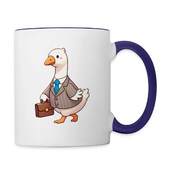 Oie sérieuse dans la conception de costume d’affaires - Mug contrasté - blanc/bleu cobalt - Droite