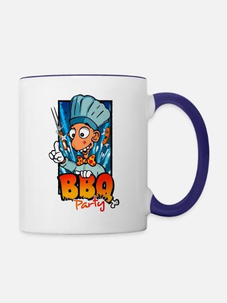 Grillparty - Tasse zweifarbig - Weiß/Kobaltblau