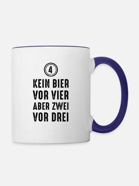 Bier vor Vier - Tasse zweifarbig - Weiß/Kobaltblau