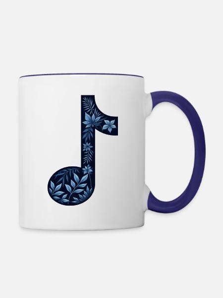 Blume Musiker Musiknote - Tasse zweifarbig - Weiß/Kobaltblau