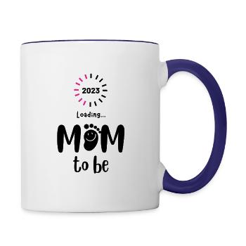 Mom to be Loading 2023 - Pregnant Pregnancy birth - Contrasting Mug - white/cobalt blue - Right