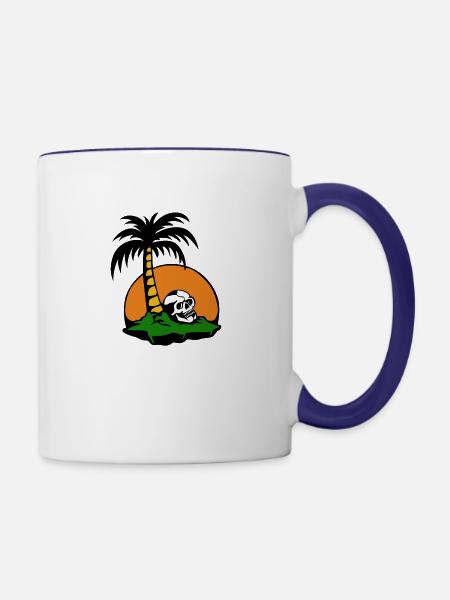 Strandschädel - Tasse zweifarbig - Weiß/Kobaltblau
