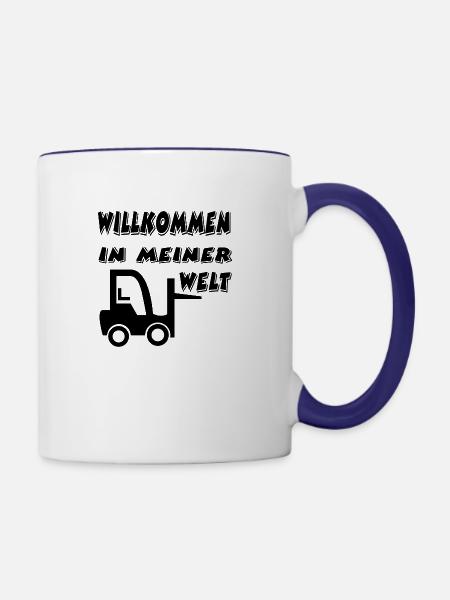 Gabelstapler - Tasse zweifarbig - Weiß/Kobaltblau