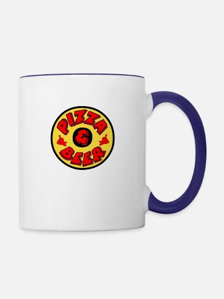 Pizza - Tasse zweifarbig - Weiß/Kobaltblau