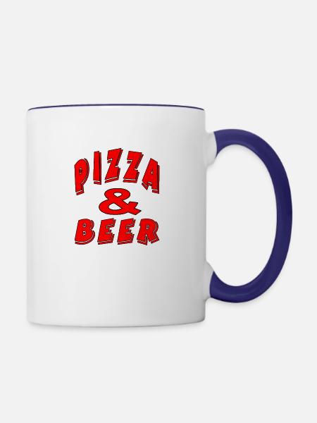 Pizza - Tasse zweifarbig - Weiß/Kobaltblau