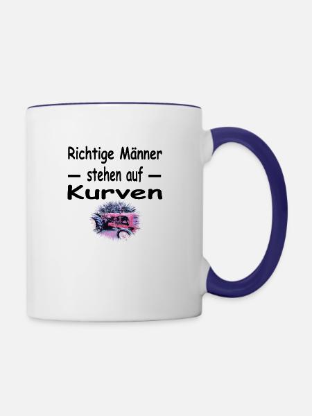 Traktor - Tasse zweifarbig - Weiß/Kobaltblau