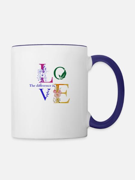 The difference is love - Tasse zweifarbig - Weiß/Kobaltblau