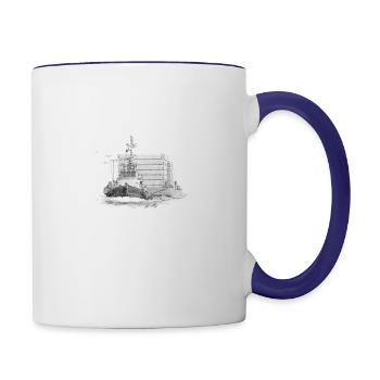 Schlepper mit Anhang - Tasse zweifarbig - Weiß/Kobaltblau - Rechts