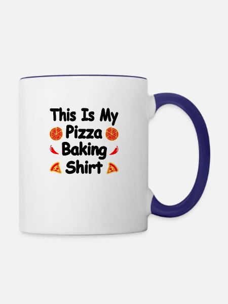 Pizza - Tasse zweifarbig - Weiß/Kobaltblau