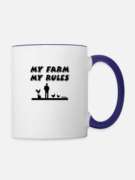 Bauernhof - Tasse zweifarbig - Weiß/Kobaltblau