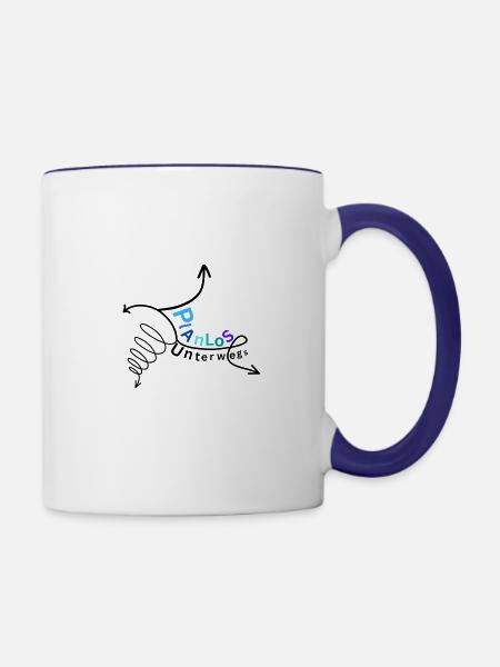 Planlos unterwegs - Tasse zweifarbig - Weiß/Kobaltblau